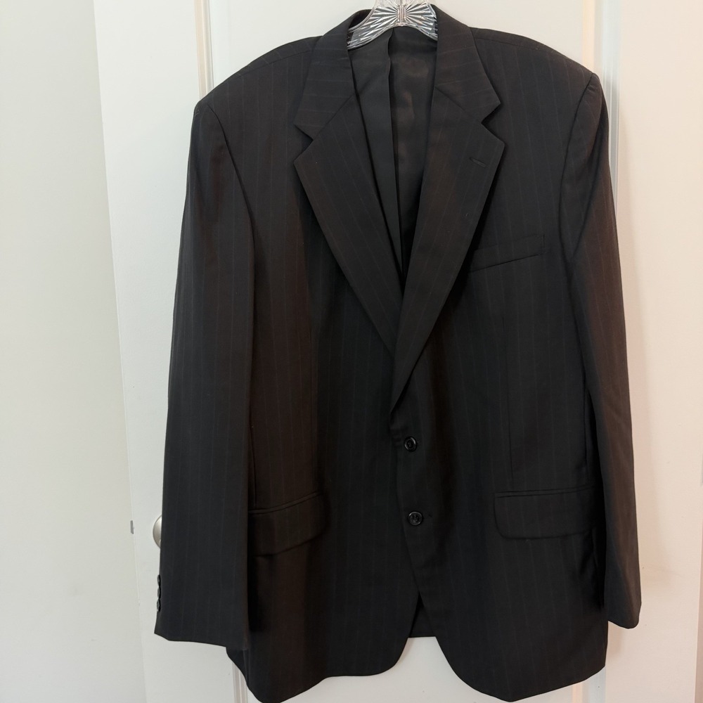TOWNCRAFT MENS CHARCOAL GRAY PINSTRIPE 2 PIECE SUIT SIZE: 46 PANTS 34x32 - Picture 6 of 11